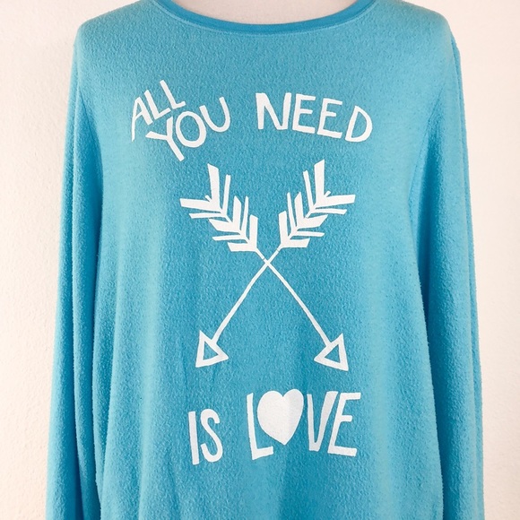 Wildfox Blue Oversize All You Need Is Love BBJ Top - Picture 3 of 8